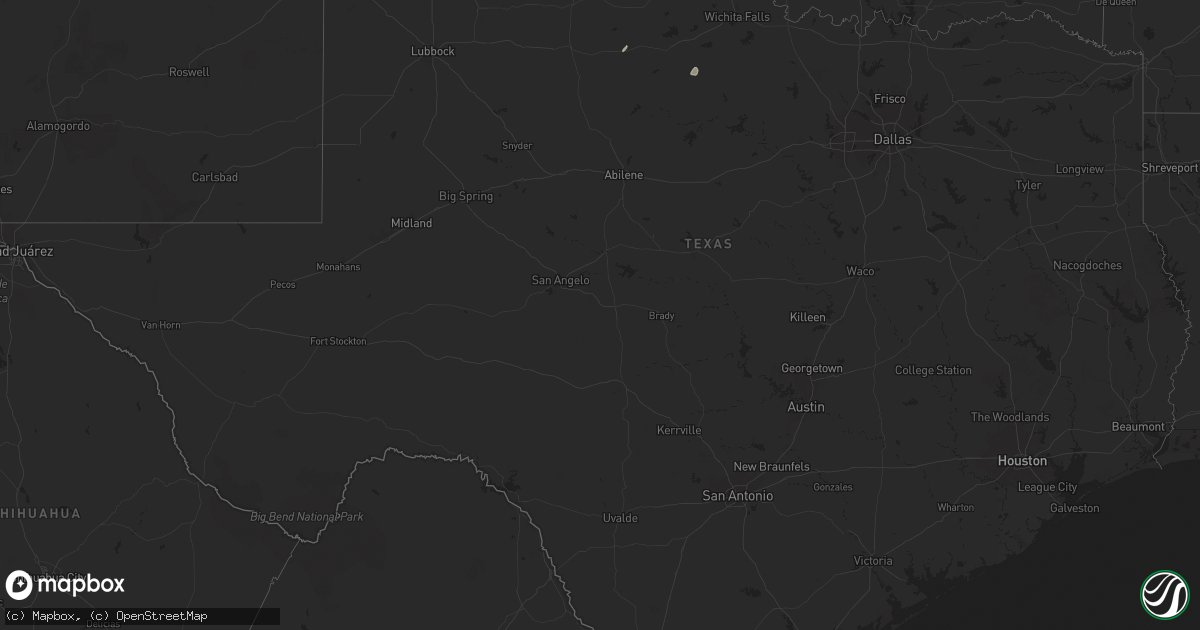 Hail map in Texas on January 7, 2026