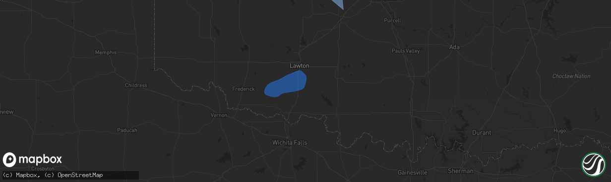 Hail map in Walters, OK on January 7, 2026