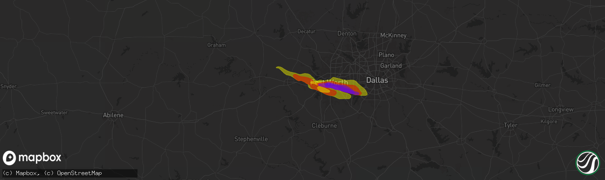 Hail map in Aledo, TX on January 8, 1900