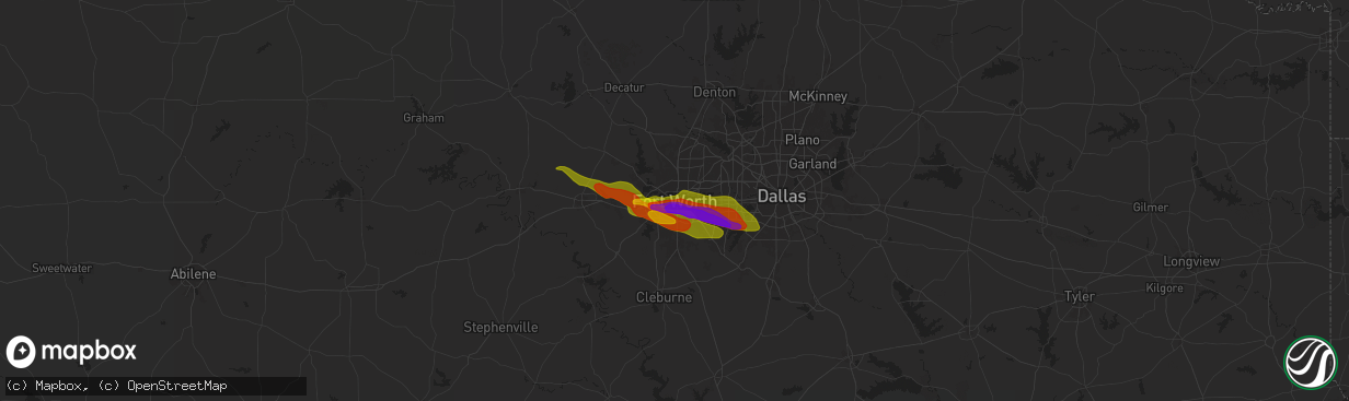 Hail map in Fort Worth, TX on January 8, 1900