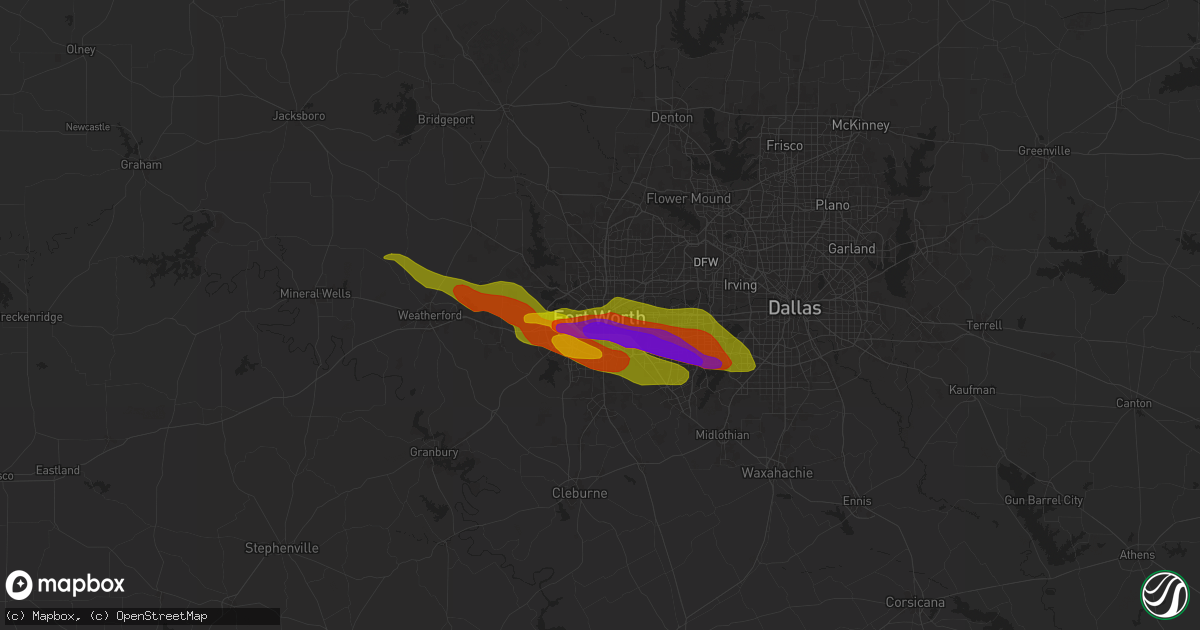 Hail map in Fort Worth, TX on January 8, 1900