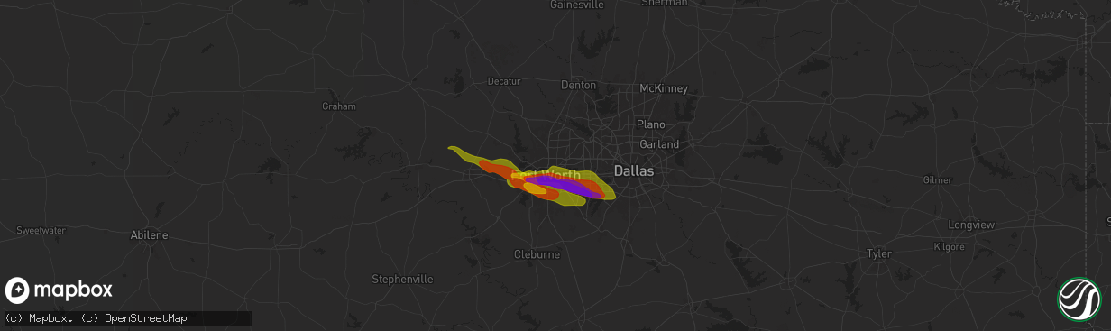Hail map in Haltom City, TX on January 8, 1900