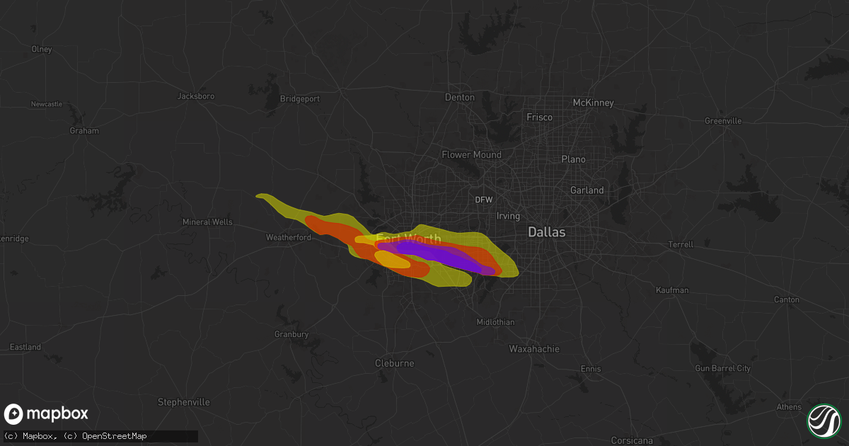 Hail map in Haltom City, TX on January 8, 1900