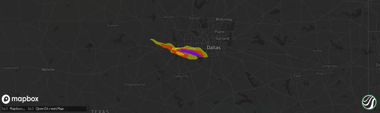 Hail map in Kennedale, TX on January 8, 1900