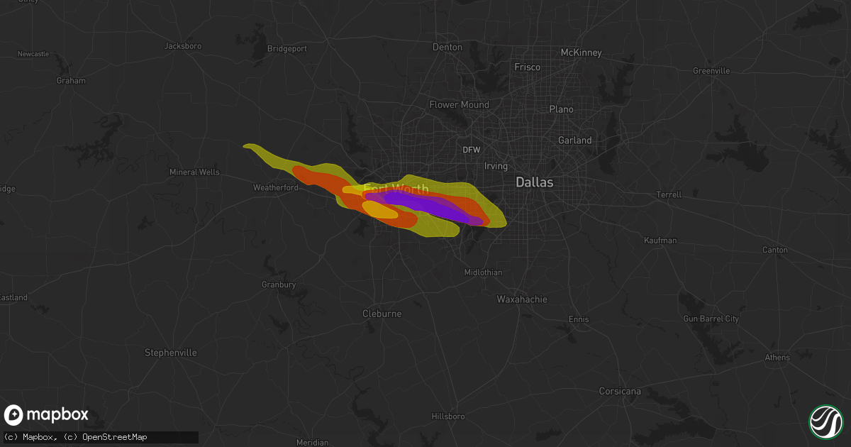 Hail map in Kennedale, TX on January 8, 1900