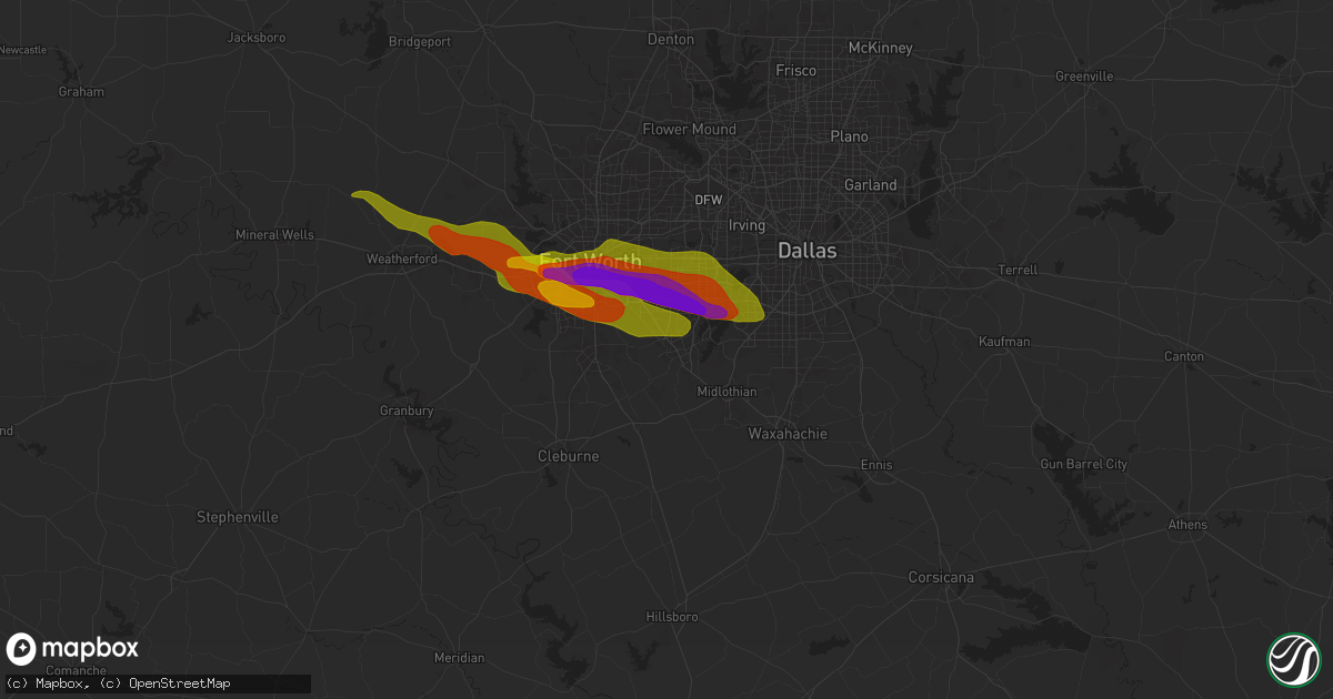 Hail map in Mansfield, TX on January 8, 1900