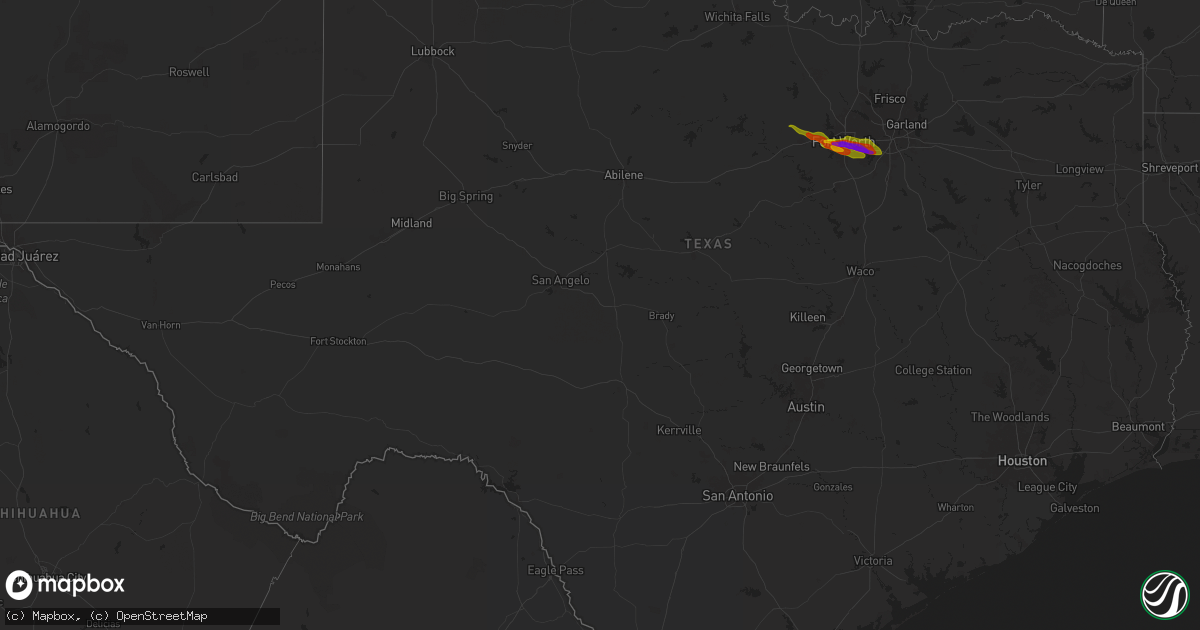 Hail map in Texas on January 8, 1900
