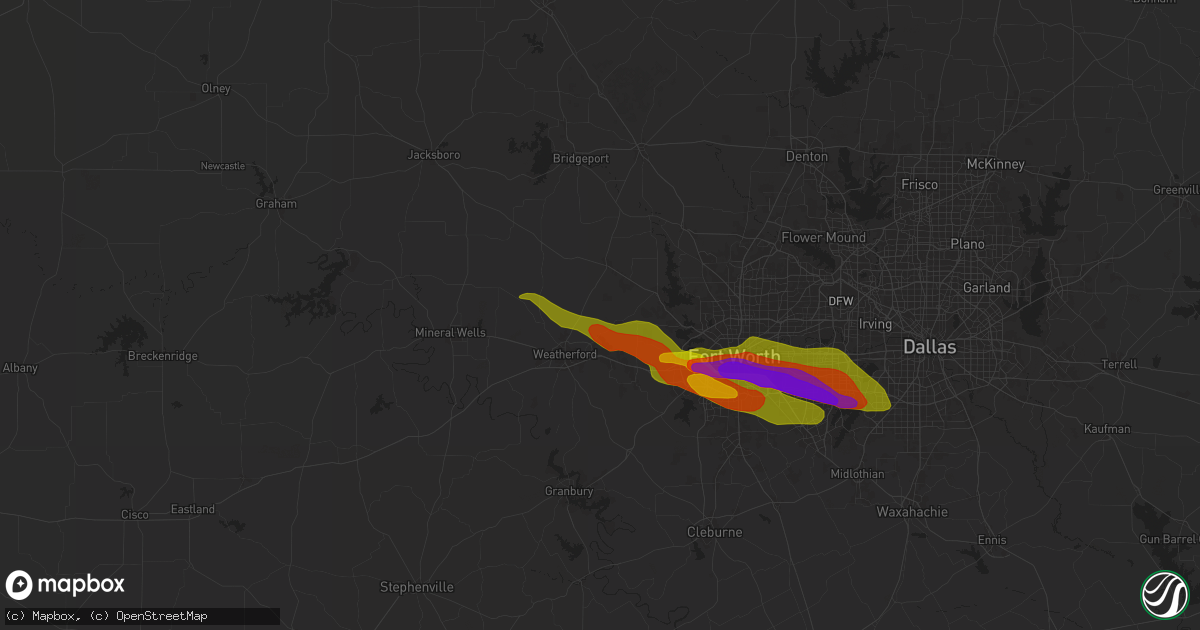 Hail map in Weatherford, TX on January 8, 1900