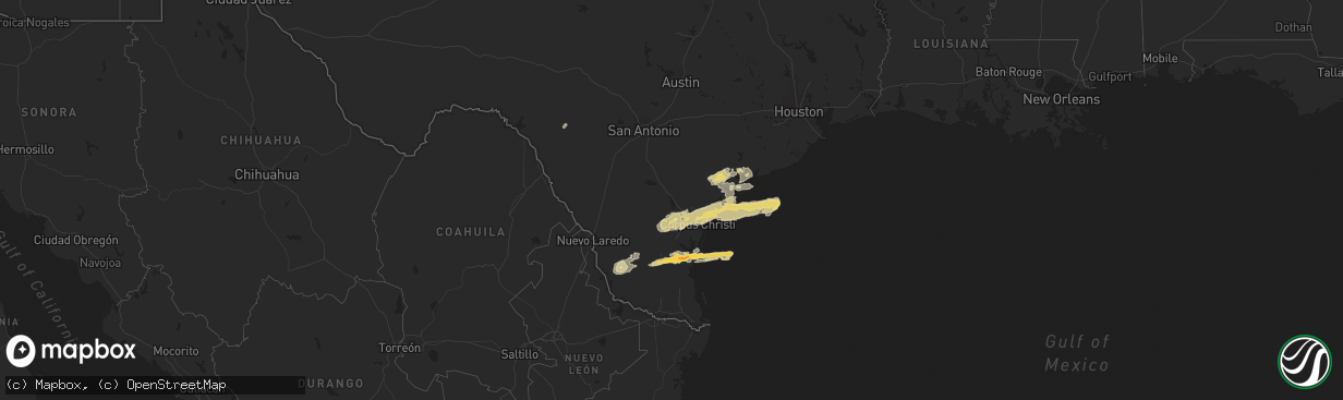 Hail map in Texas on January 8, 2011
