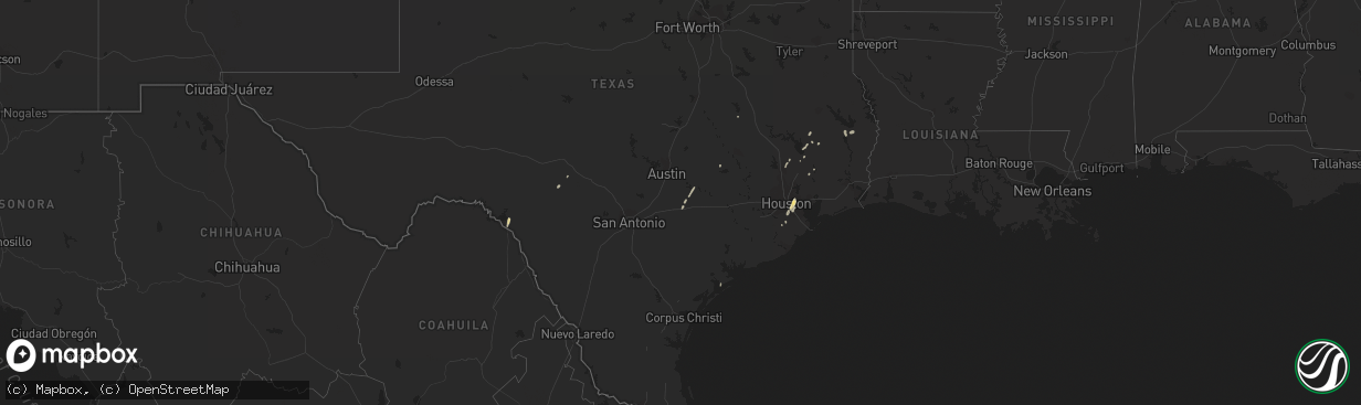 Hail map in Louisiana on January 8, 2013