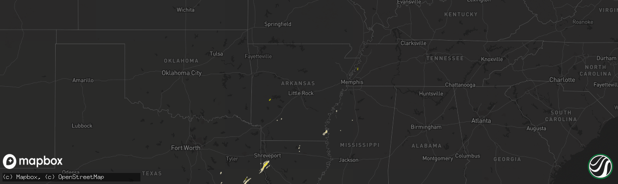 Hail map in Arkansas on January 8, 2016