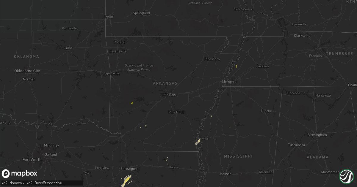 Hail map in Arkansas on January 8, 2016