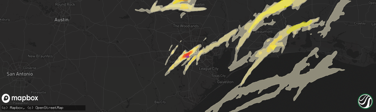 Hail map in Bellaire, TX on January 8, 2016