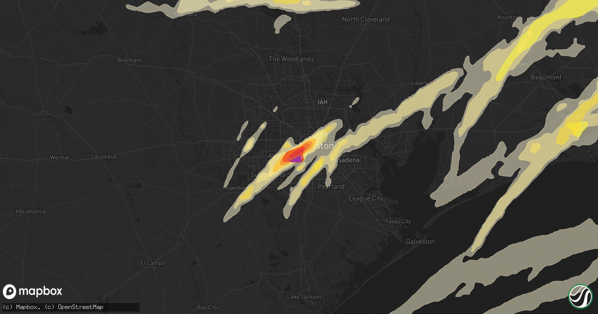 Hail map in Bellaire, TX on January 8, 2016