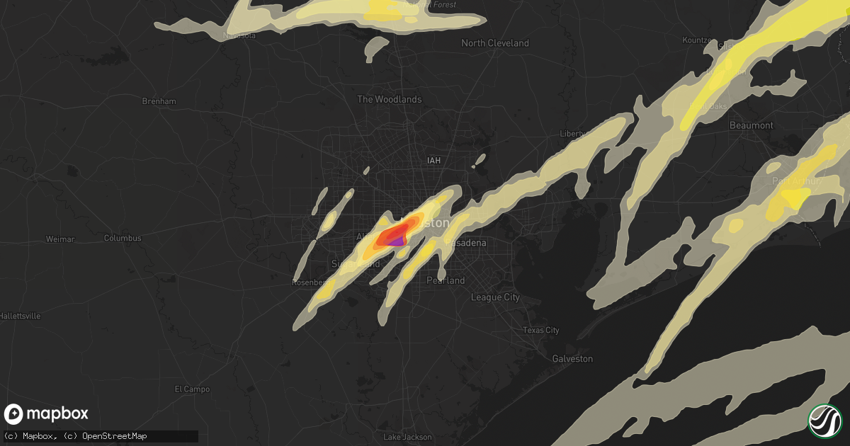Hail map in Houston, TX on January 8, 2016