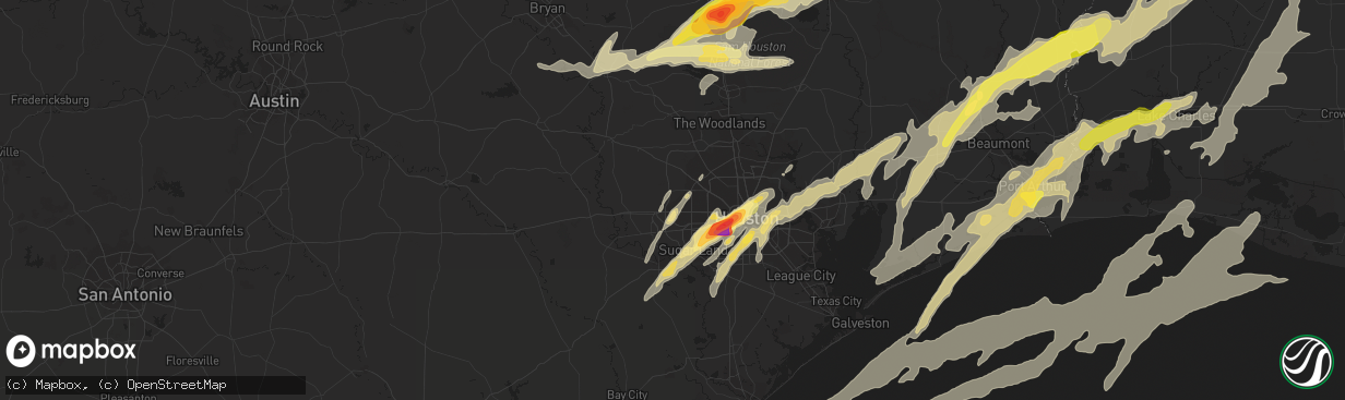 Hail map in Katy, TX on January 8, 2016