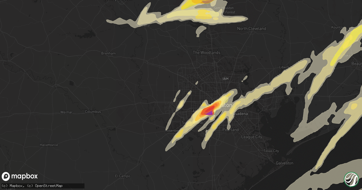 Hail map in Katy, TX on January 8, 2016