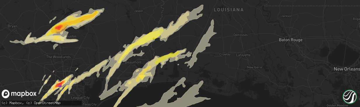 Hail map in Lake Charles, LA on January 8, 2016