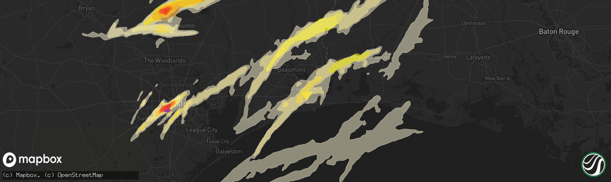 Hail map in Port Arthur, TX on January 8, 2016