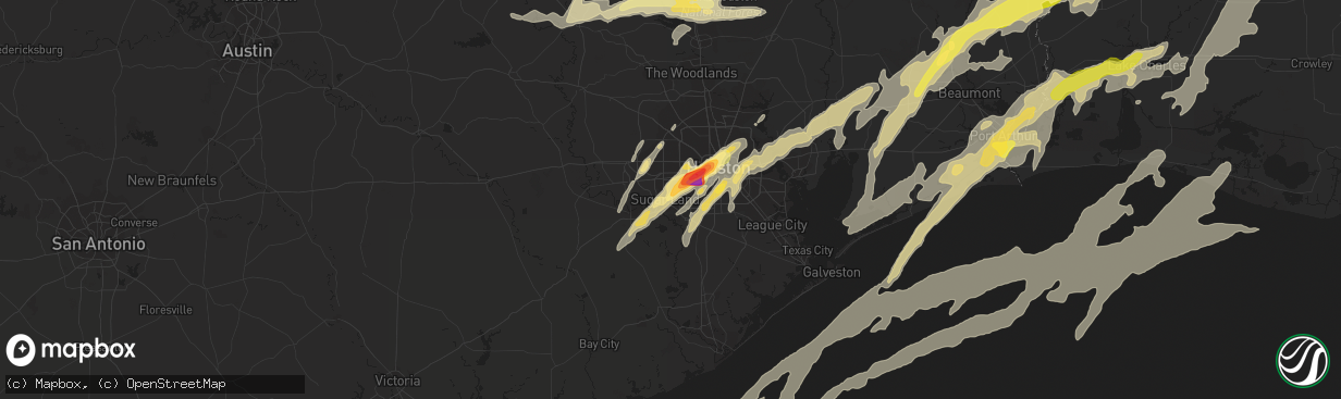 Hail map in Sugar Land, TX on January 8, 2016