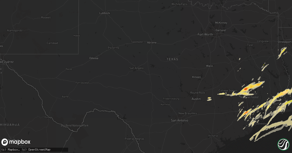 Hail map in Texas on January 8, 2016