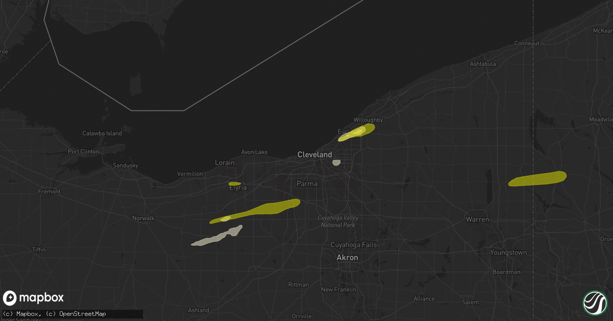Hail map in Cleveland, OH on January 8, 2019