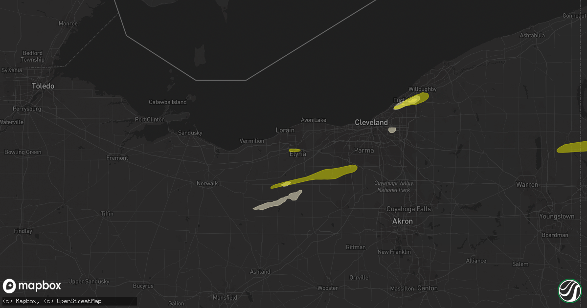 Hail map in Elyria, OH on January 8, 2019