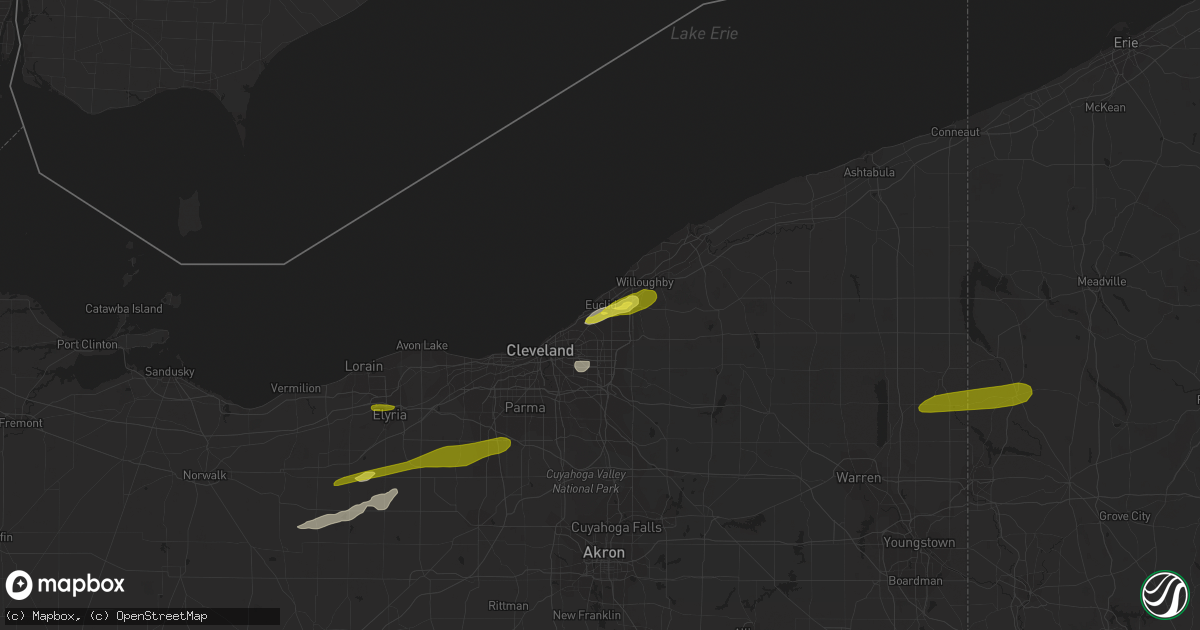 Hail map in Euclid, OH on January 8, 2019