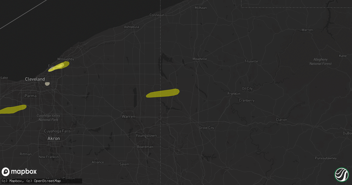 Hail map in Greenville, PA on January 8, 2019