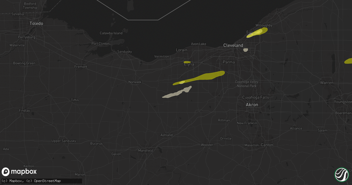 Hail map in Wellington, OH on January 8, 2019