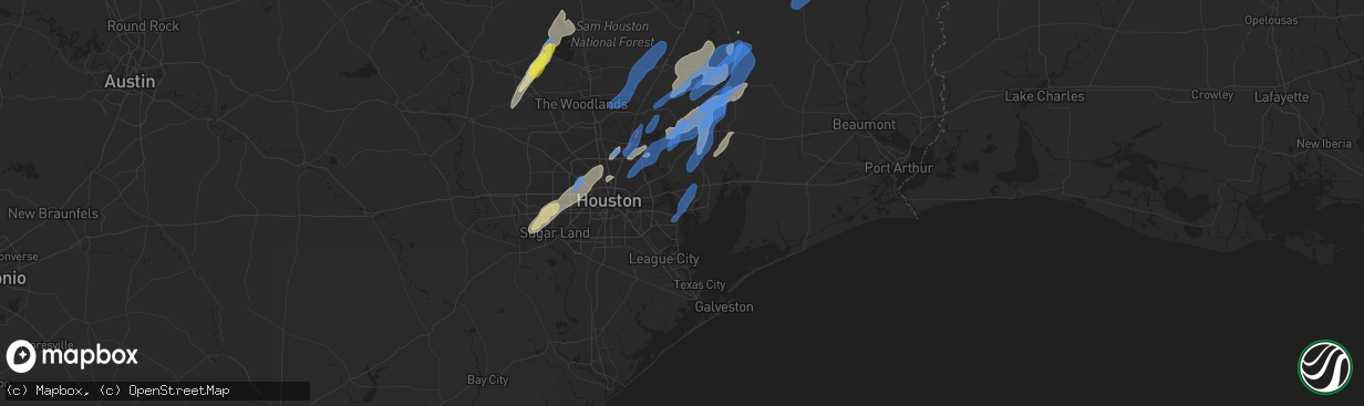 Hail map in Baytown, TX on January 8, 2022