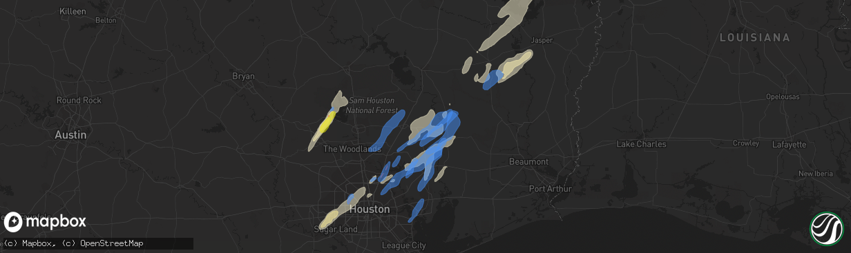 Hail map in Cleveland, TX on January 8, 2022