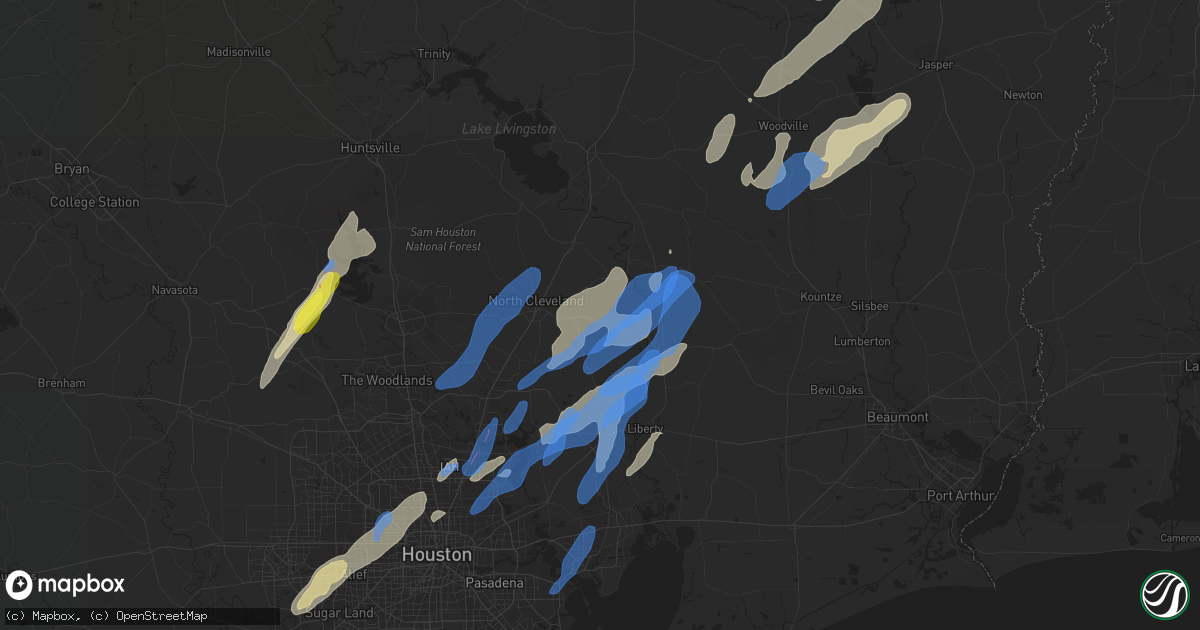 Hail map in Cleveland, TX on January 8, 2022