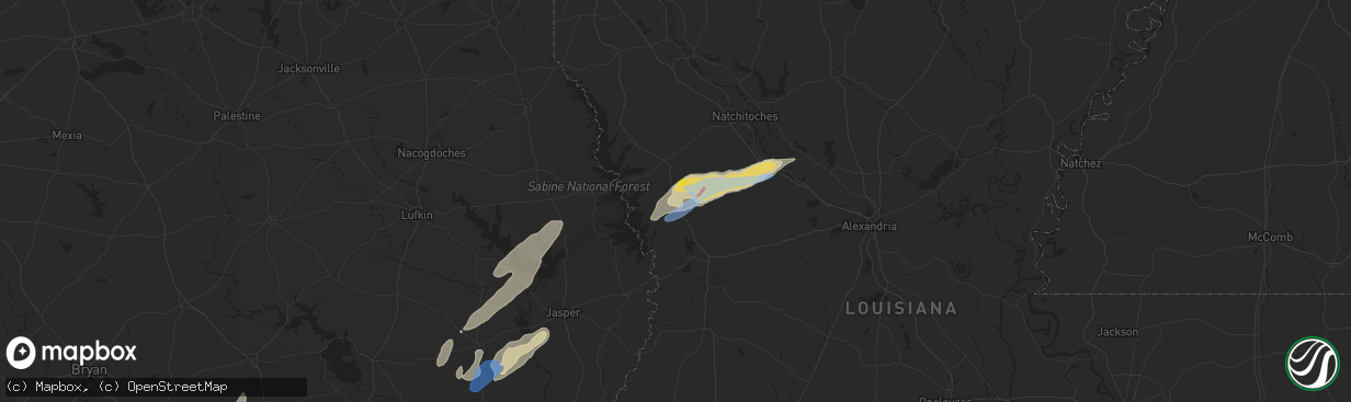 Hail map in Florien, LA on January 8, 2022