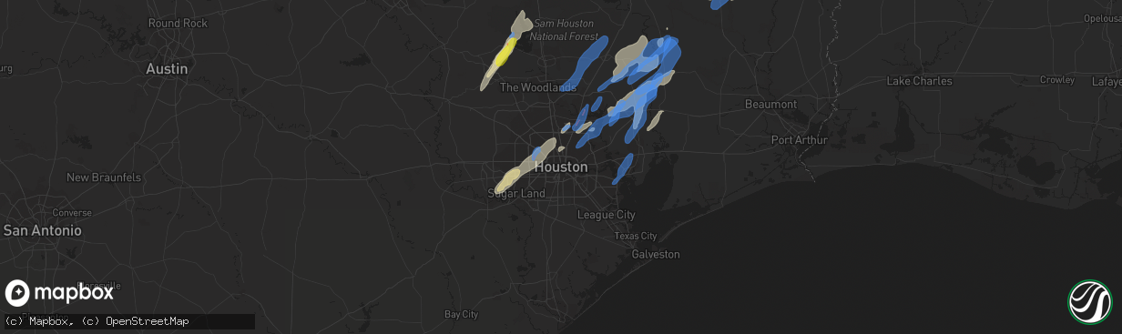 Hail map in Houston, TX on January 8, 2022