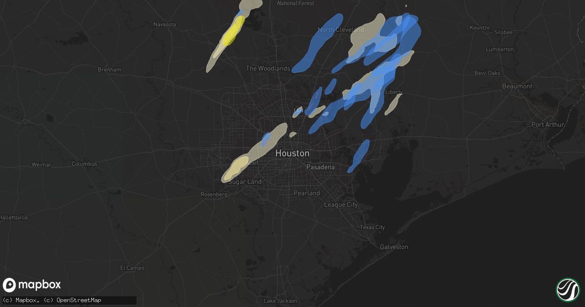 Hail map in Houston, TX on January 8, 2022