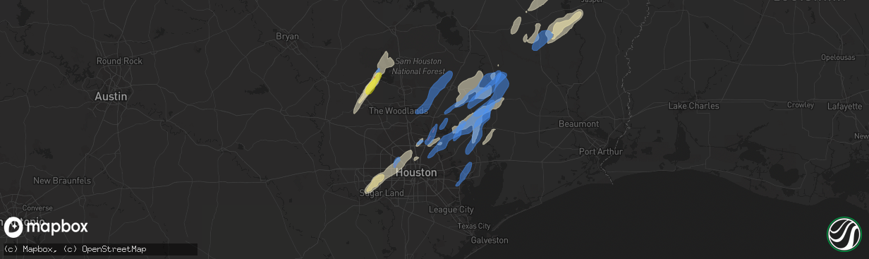 Hail map in Kingwood, TX on January 8, 2022