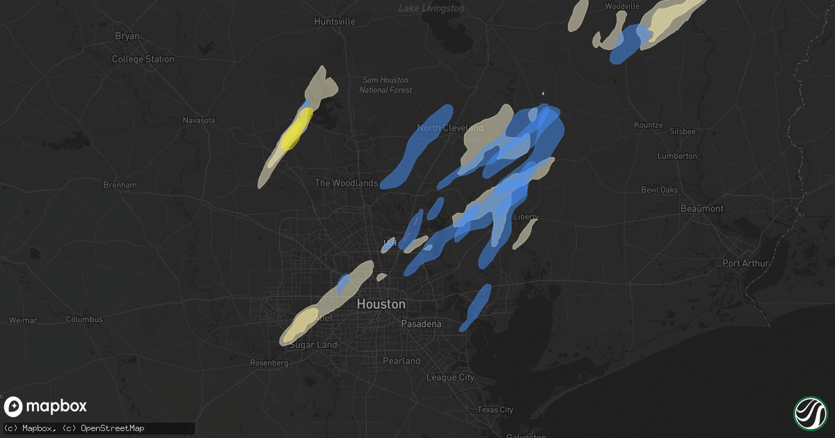 Hail map in Kingwood, TX on January 8, 2022
