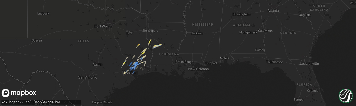 Hail map in Louisiana on January 8, 2022