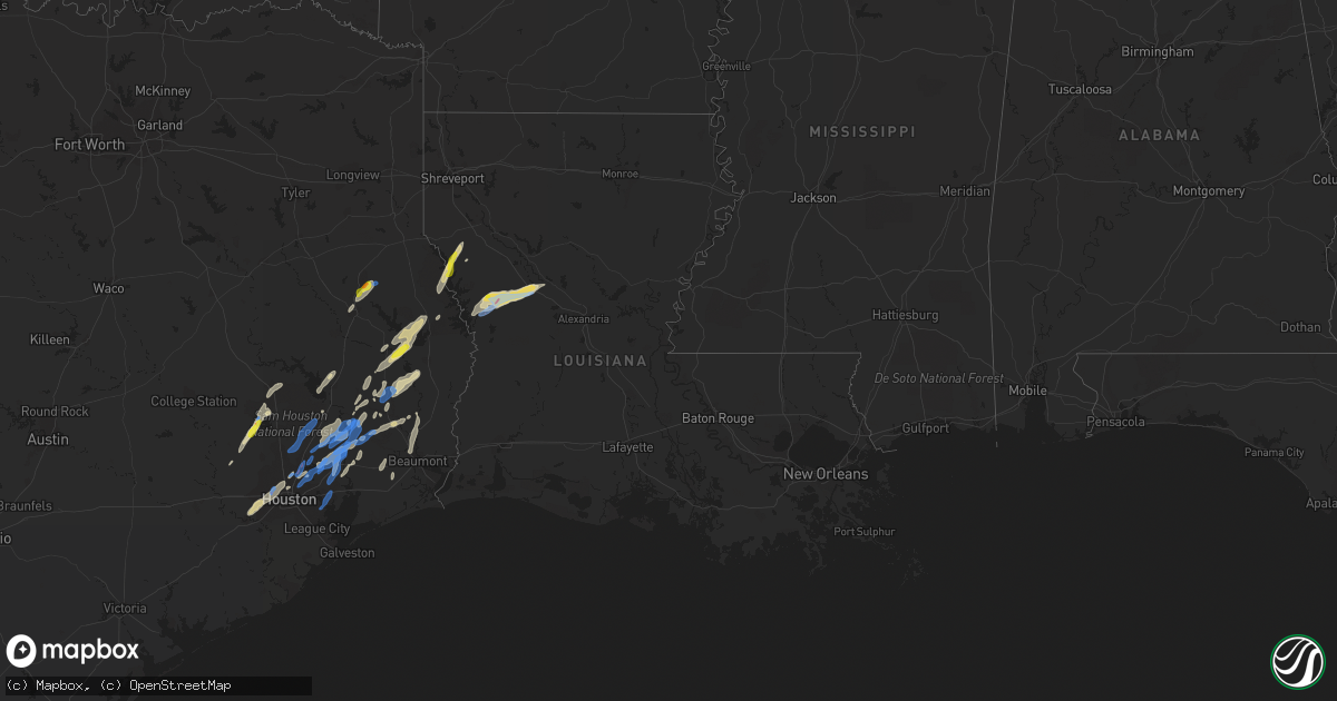Hail map in Louisiana on January 8, 2022