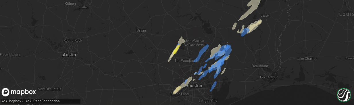 Hail map in Montgomery, TX on January 8, 2022