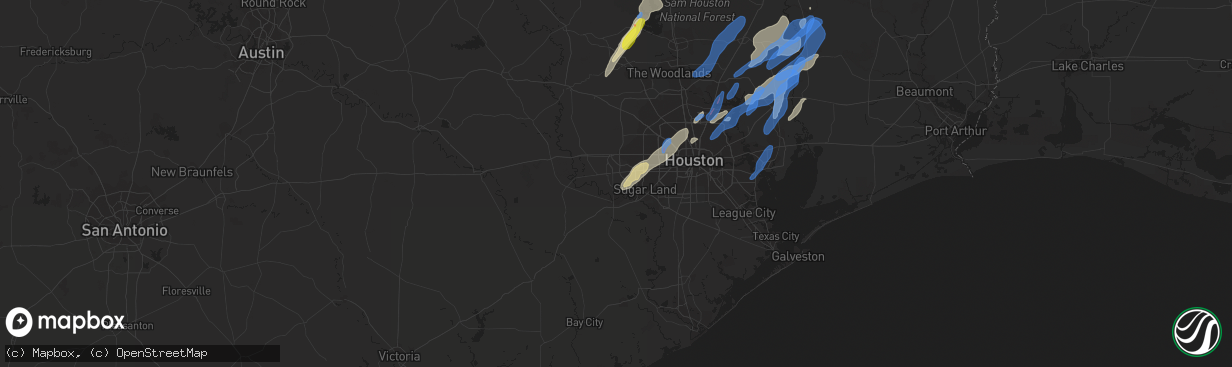 Hail map in Richmond, TX on January 8, 2022