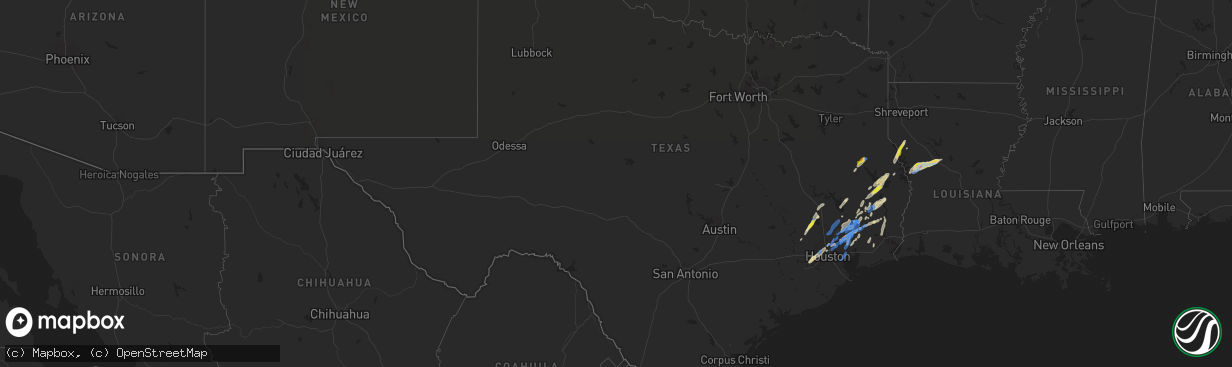 Hail map in Texas on January 8, 2022