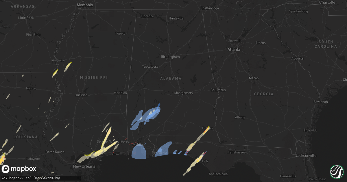 Hail map in Alabama on January 8, 2024