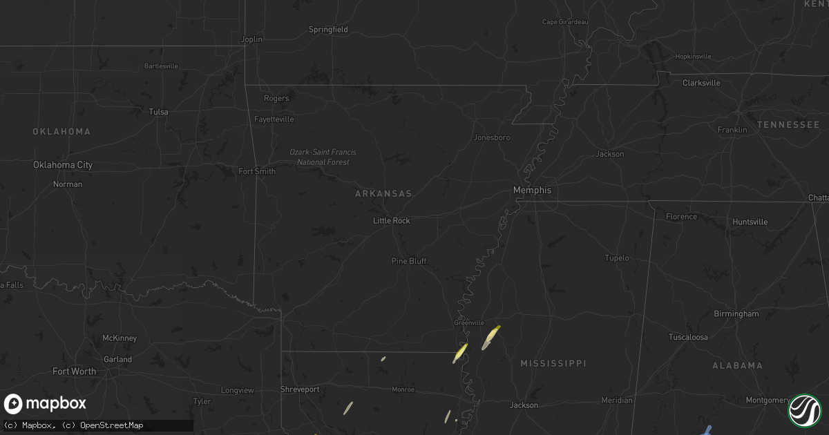 Hail map in Arkansas on January 8, 2024