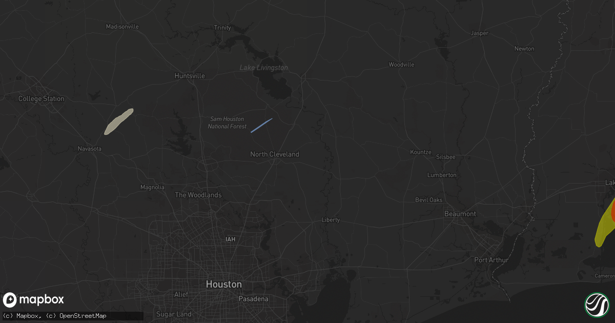 Hail map in Cleveland, TX on January 8, 2024
