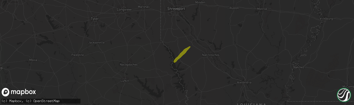 Hail map in Converse, LA on January 8, 2024