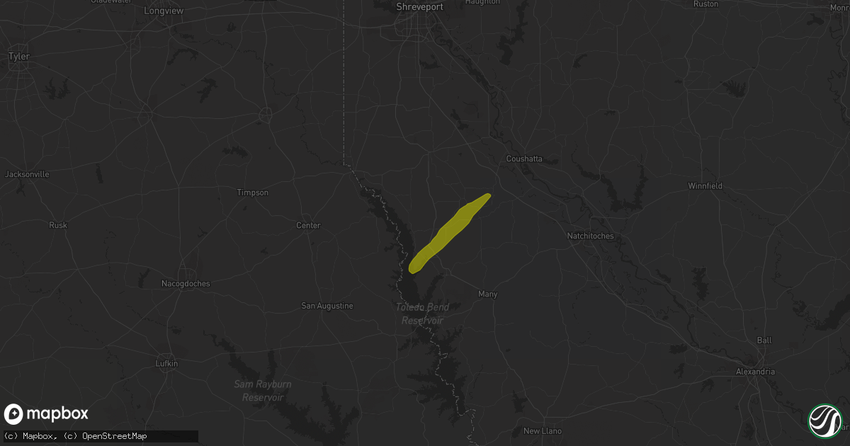 Hail map in Converse, LA on January 8, 2024