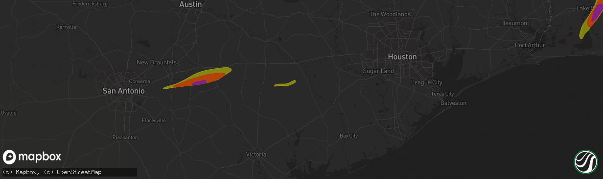 Hail map in Garwood, TX on January 8, 2024
