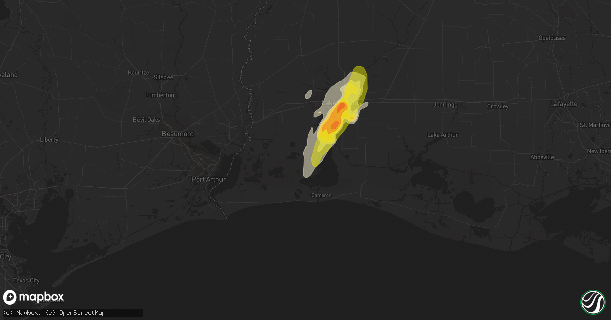 Hail map in Hackberry, LA on January 8, 2024